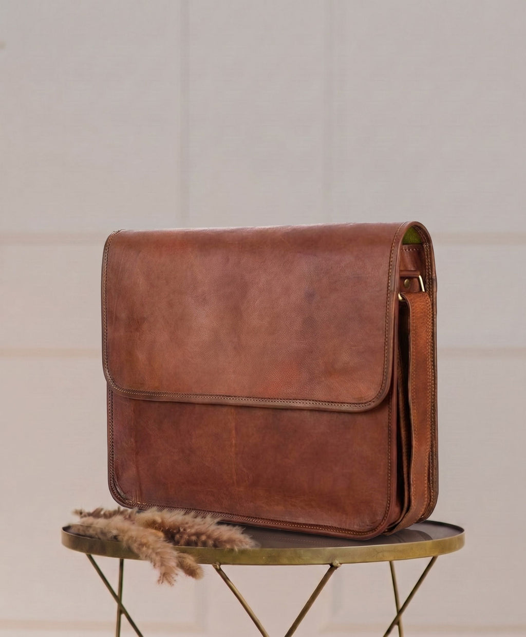 The Vintage Flap Messenger — Brown Leather
