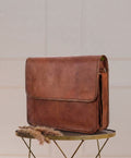 The Vintage Flap Messenger — Brown Leather