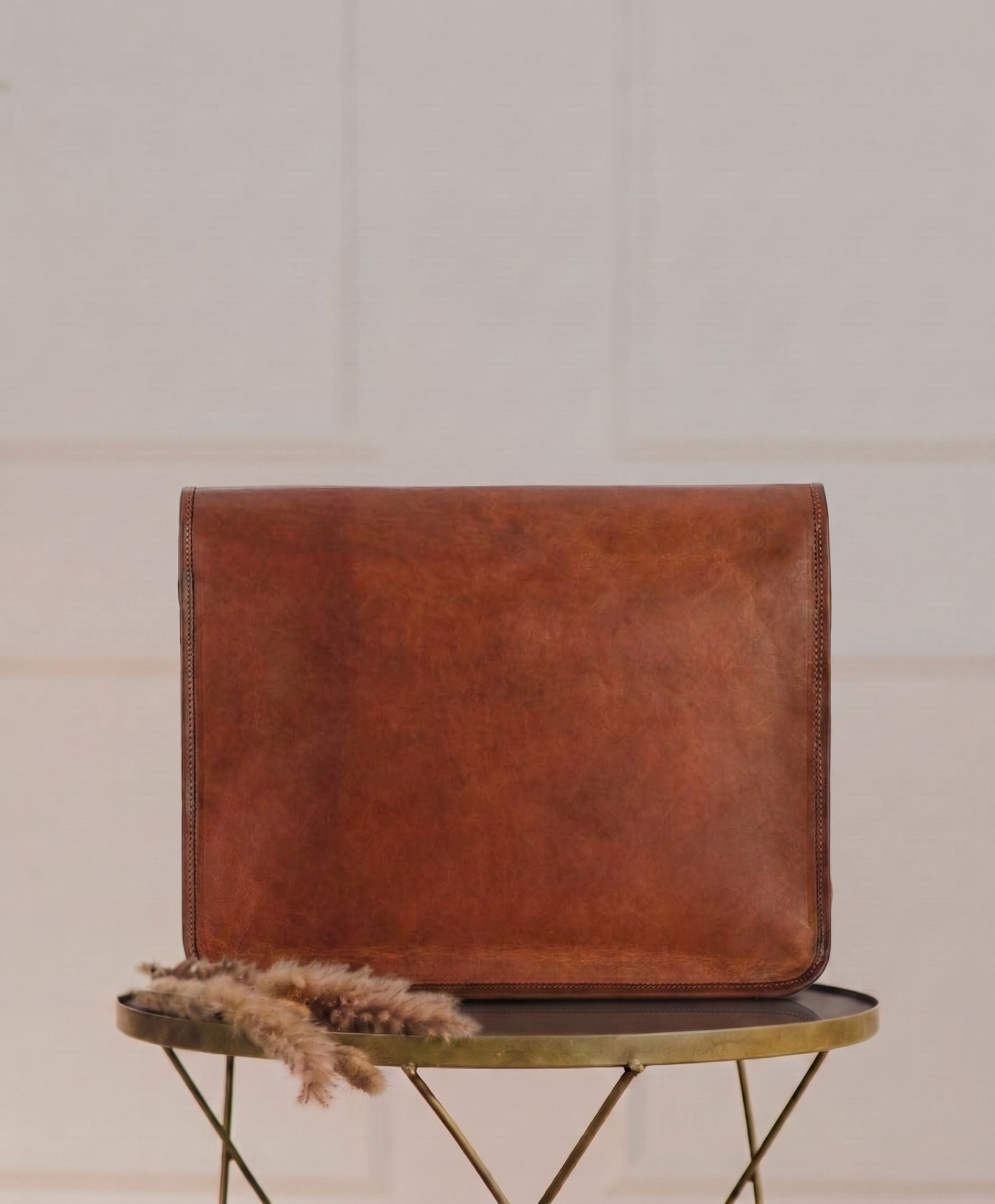 The Vintage Flap Messenger — Brown Leather