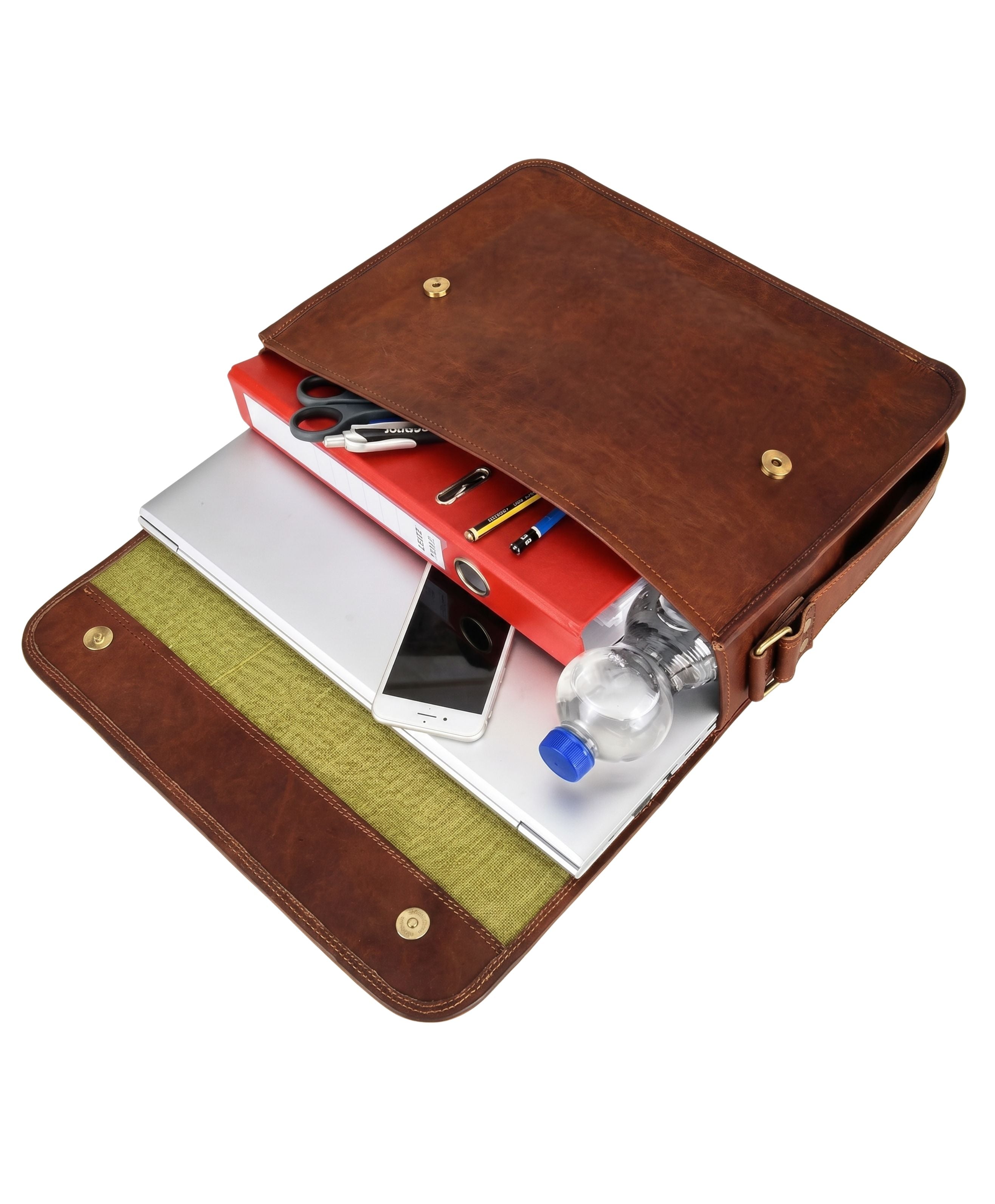 The Vintage Flap Messenger — Brown Leather