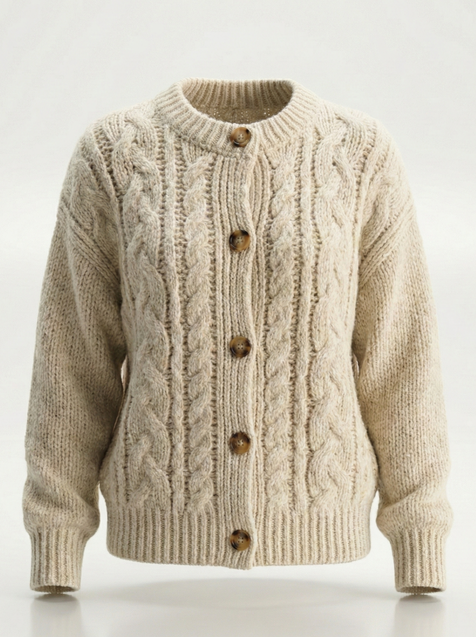 Cable Knit Button-Down Cardigan