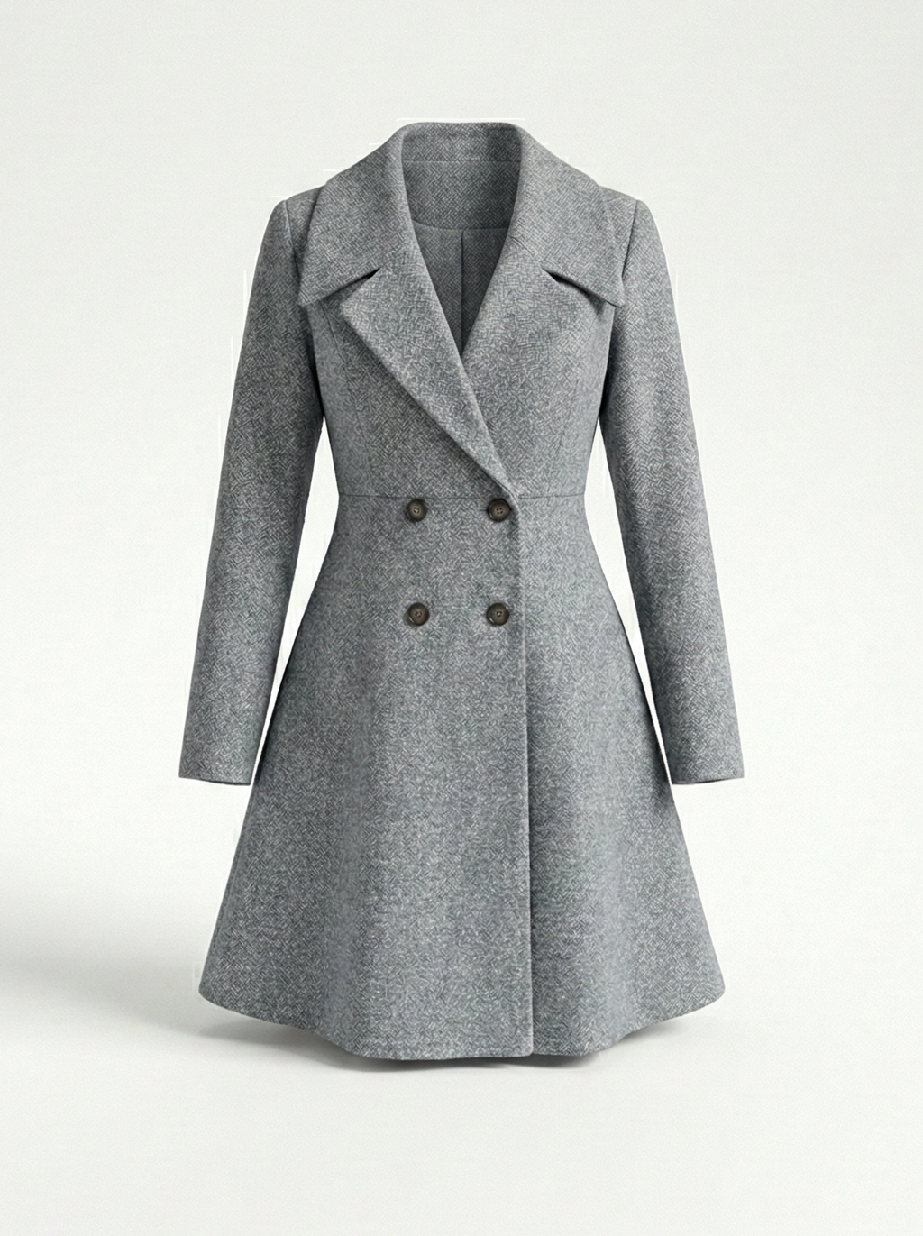 Double-Breasted Wool Blend Coat