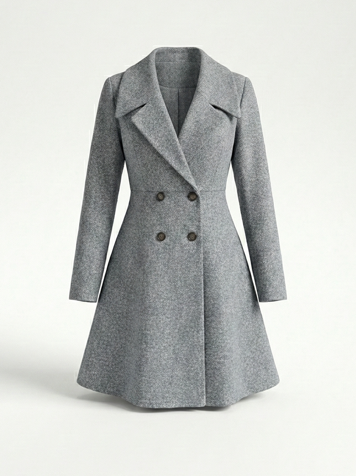 Double-Breasted Wool Blend Coat