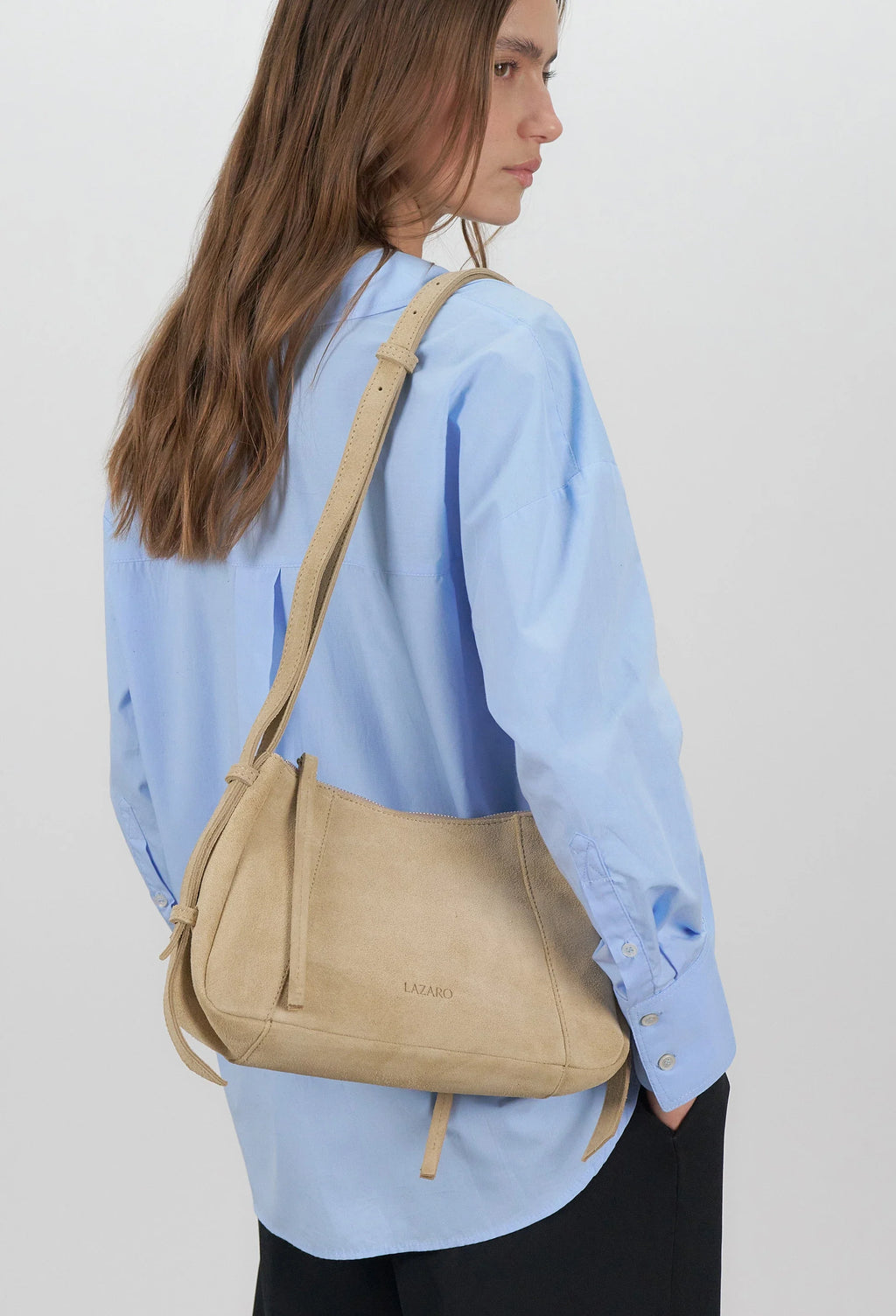 The Nina Baguette — Latte Suede