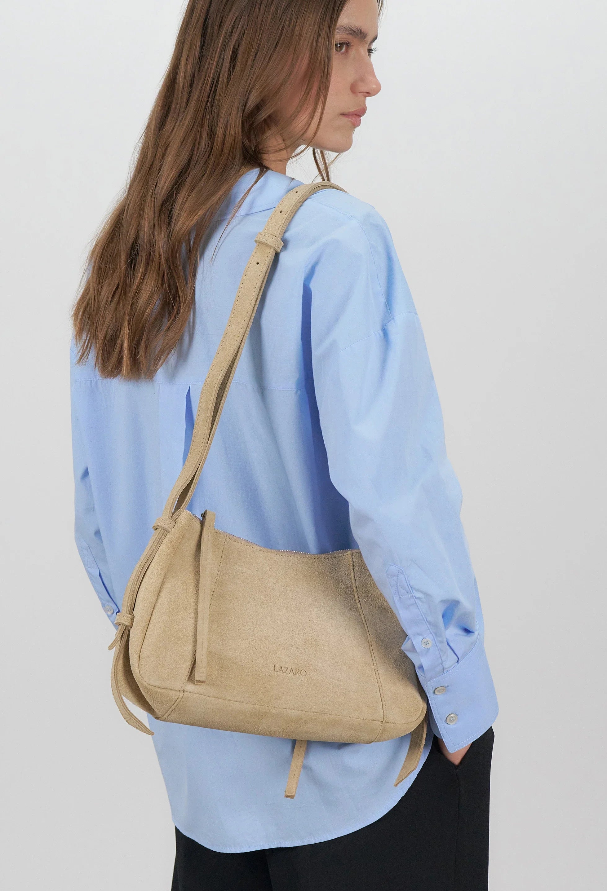 The Nina Baguette — Latte Suede